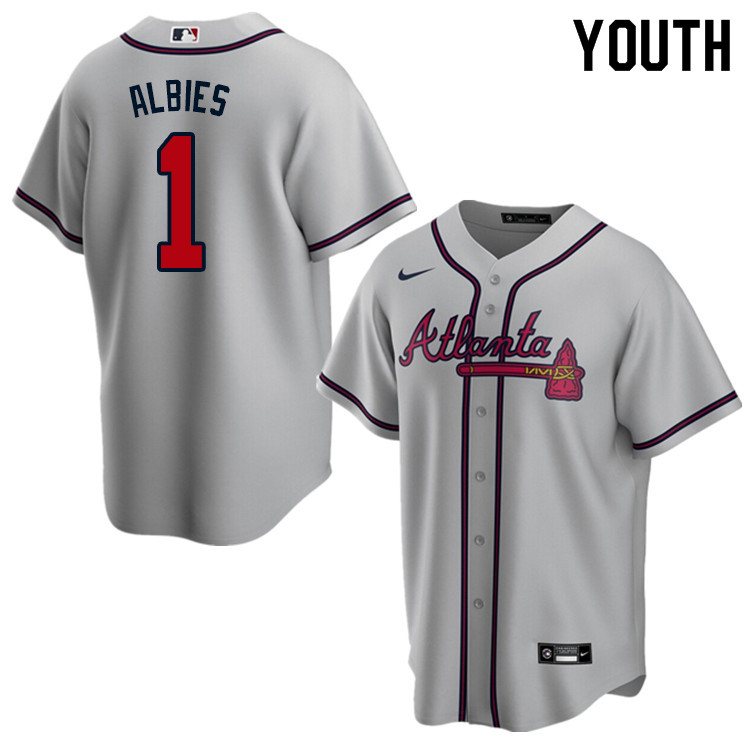 Nike Youth #1 Ozzie Albies Atlanta Braves Baseball Jerseys Sale-Gray